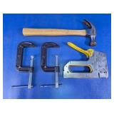 Hammer, C-Clamps & Staple Gun Lot