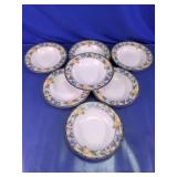 Vintage Fruit Pattern Glass Soup Bowls Set