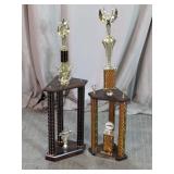Large Vintage Auto Show Trophies Duo