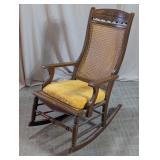 Vintage Cane Back Wooden Rocking Arm Chair