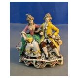 Porcelain Couple Ashtray and Cigarette Holder
