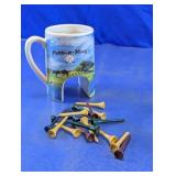 Putt-o-Mug Golf Mug w/Assorted Wooden Tees Lot