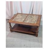 Wood Coffee Table Marble Top