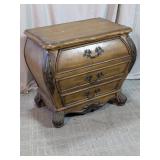 Vintage Ornate Wooden 3-Drawer Nightstand Table