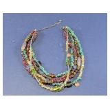 Multi-Strand Gemstone Chip & Bead Necklace