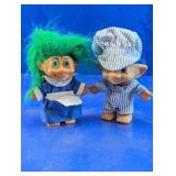 Vintage Ace Novelty Dressed Troll Dolls Duo