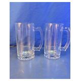 Set of 2 Clear Glass Beer Mugs