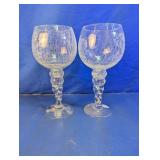 Crackle Glass Goblet Pair