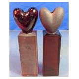 Red Glass Heart Topper Perfume Bottles