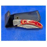 Damascus Folding Pocket Knife w/ Sheath