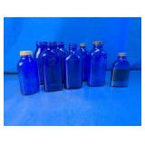 Vintage Cobalt Blue Glass Medicine Bottles