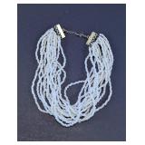Multi-Strand White Seed Bead Statement Necklace