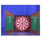 Wooden Cabinet Dartboard Game