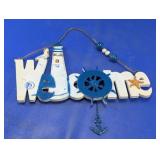 Wooden Nautical Beach Welcome Sign Wall Hanging