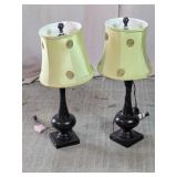 Black Table Lamps w/ USB Ports & Shades Duo