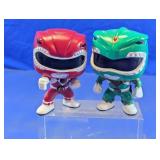 2 Funko Pop! Power Rangers Red & Green Figures