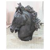 Large Black Horse Head Bust Sculpture Statue