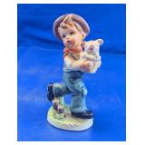 Vintage Royal Crown Porcelain Boy w/Pig Figurine