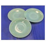 Vintage Jadeite Glass Ribbed Saucers Trio