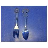 Vintage Big Bird & Snoopy Child Flatware Duo