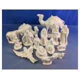 White Glazed Nativity Figurine Set