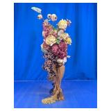 Floral & Fruit Arrangement in Glass Urn Vase