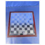 Glass Chess Set with Wooden Case