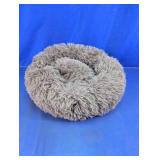 Gray Shag Donut Pet Bed