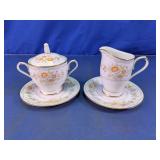 Floral Gold Trim Glass Cream & Sugar Set