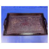 Vtg Wooden Cowboy & Horse Embossed Serving Tray