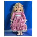 Blonde Porcelain Girl Doll With Treasure Chest