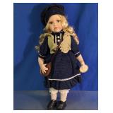 Victorian Style Porcelain Blue Dress Girl Doll