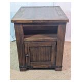 Rustic Dark Wood Side Table Nightstand