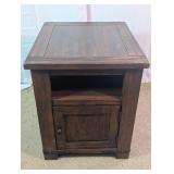 Rustic Wooden Side Table Nightstand with Storage