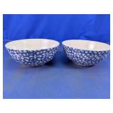 Blue & White Spatterware Glass Bowls