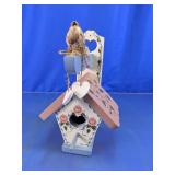 Hand-Painted Floral Wood Birdhouse Decor