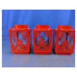 Red Metal Bird Cutout Candle Lanterns