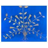 Vintage Brutalist Gold Metal Floral Wall