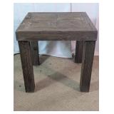 Rustic Geometric Wood Square Side Table
