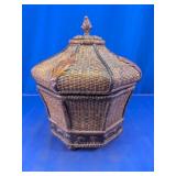 Ornate Octagonal Woven Wood Decorative Box