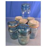 Blue Glass Canning Jar Assortment