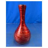 Red Brushed Art Glass Bud Vase