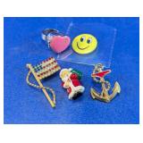 Mixed Costume Jewelry Pins & Heart Ring