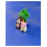 Flocked Frog, Hamster & Beaded Dog Figurines