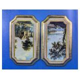 Framed Country Landscape Wall Art Pair