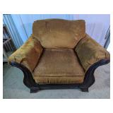 Brown Upholstered Wood Frame Armchair