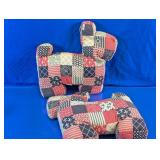 Patchwork Stuffed Fabric Dog Pair