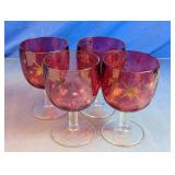 Vtg. Mid-Century Amethyst Starburst Goblets Lot