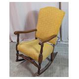 Upholstered Wood Rocking Armchair