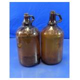 Amber Clorox Glass Jug Pair